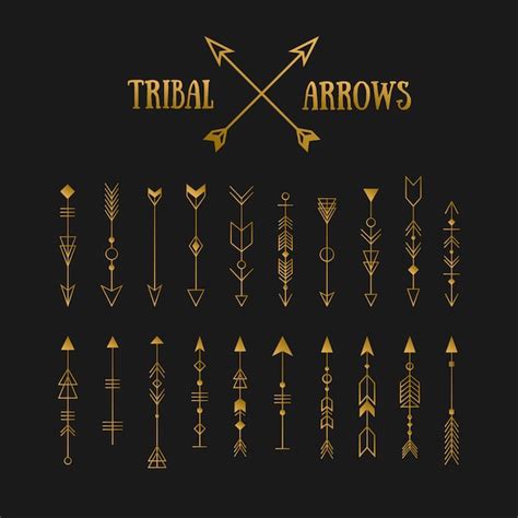 Premium Vector Set Of Gold Hipster Tribal Arrows On Chalkboard