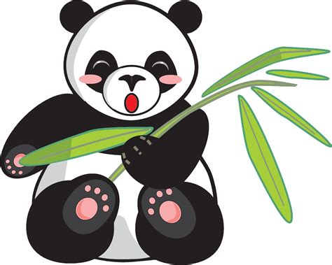 Clipart Cartoon Panda And Bamboo