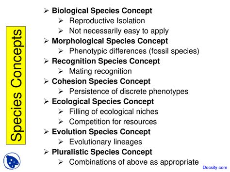 Species Concepts Introduction To Biology Lecture Slides Docsity