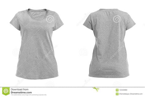 Front And Back Views Of Blank Grey T Shirt Stock Photo Image Of
