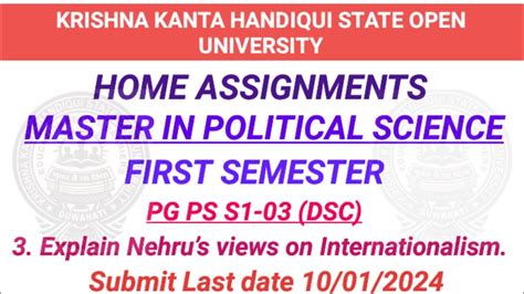 Kkhsou Home Assignments Master Political Science First Semester Ma