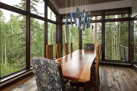 Modern Rustic Mountain Home In Telluride Dining Room With Large