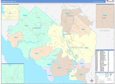 Cumberland County Nj Wall Map Color Cast Style By Marketmaps Mapsales