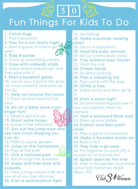 50 Fun Things To Do With Kids Printable