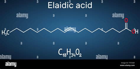 Elaidic Acid Molecule Structural Chemical Formula And Molecule Model