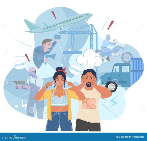 Noise Pollution Poster Vector Suffering Loud Sound Stock Illustration CartoonDealer Com