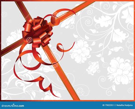 Celebratory Card With Red Ribbon And Flowers Stock Vector