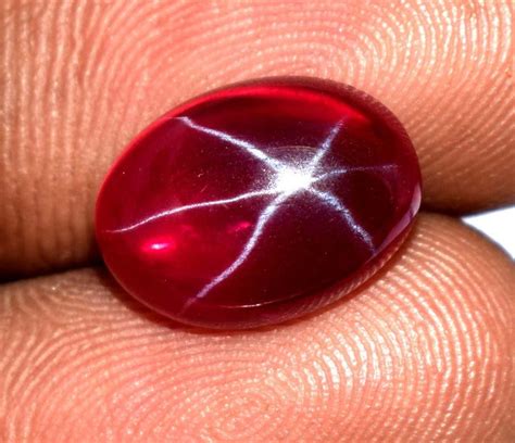 Lab Created Blood Red Star Ruby Oval Shape 6 Rays Loose Etsy