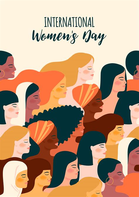 international womens day vector illustration with women different nationalities and cultures
