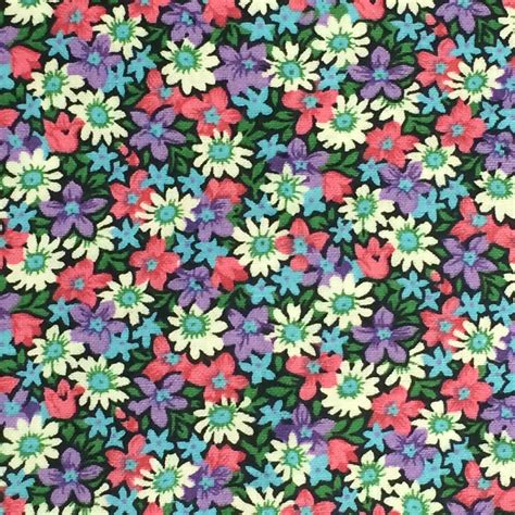 100 Cotton Purple Floral Fabric By The Yard Calico Country Etsy