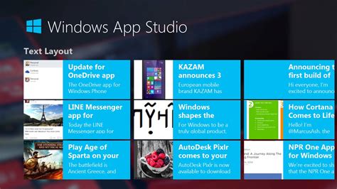 Windows App Studio Sample App For Windows 10