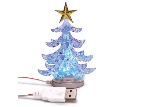Color Changing Usb Powered Miniature Christmas Tree W Leds