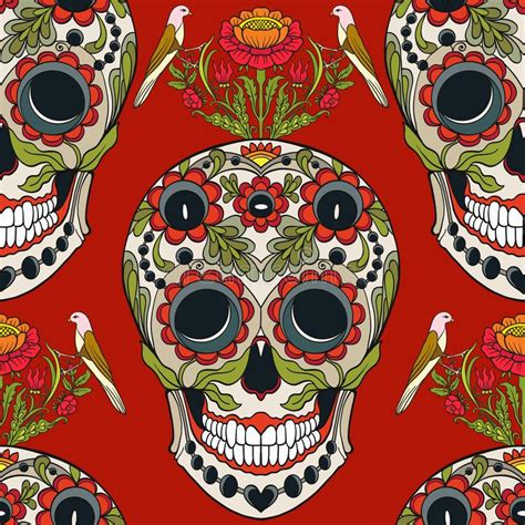 Seamless Pattern Background With Sugar Skull Stock Vector