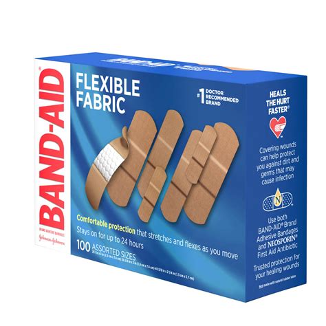 Flexible Fabric Adhesive Bandages Assorted Sizes 100 Ct Band Aid