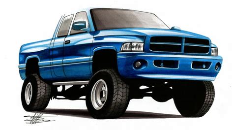 Realistic Car Drawing Lifted Dodge Ram Time Lapse Youtube
