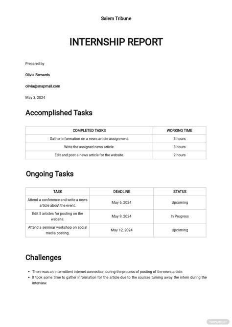 Internship Report Sample Template [Free PDF] - Word (DOC) | Apple (MAC ...