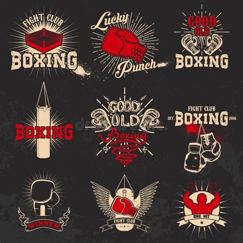 Set Of The Boxing Club Labels Emblems And Design Elements2 Stock