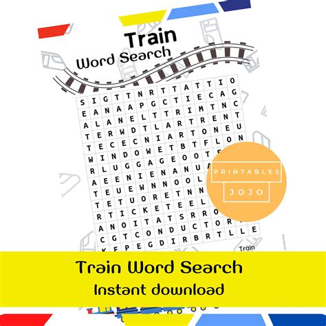 Train Travel Word Search Train Word Search For Kids Travel Etsy