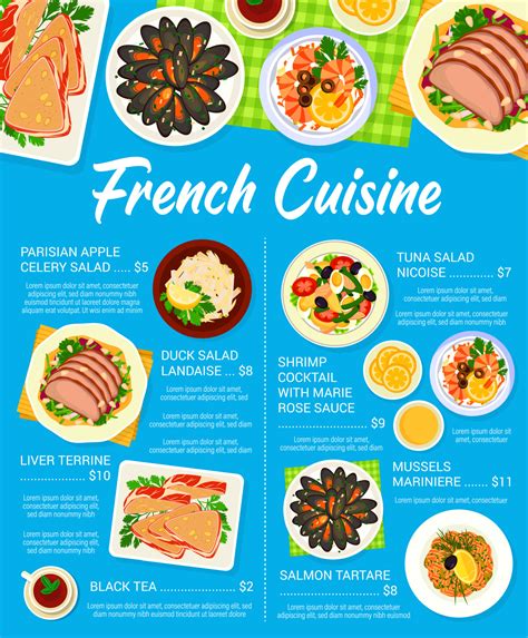 French Cuisine Menu Vector Dishes Of France 22746719 Vector Art At