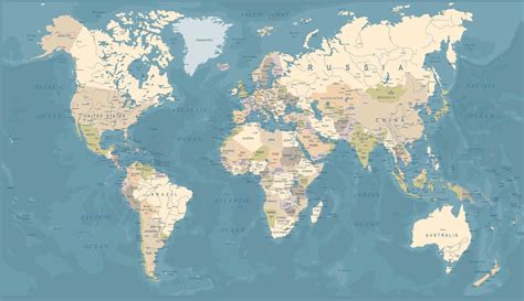 Political World Vector Map World Map Poster World Map Mural Map Murals
