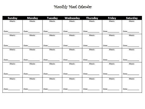 Monthly Diet Calendar Template Diet Calendar Meal Planning Template