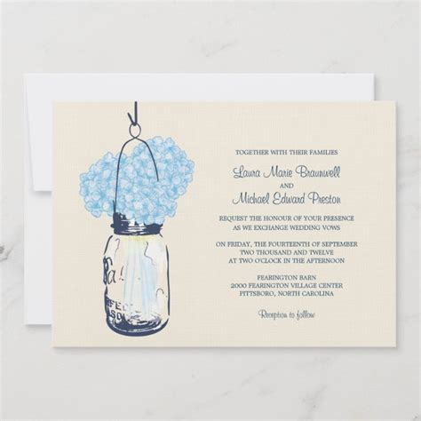 Hydrangea And Mason Jar Wedding Invitations Zazzle