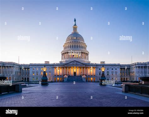 United States Capitol Building At Sunset Washington Dc Usa Stock
