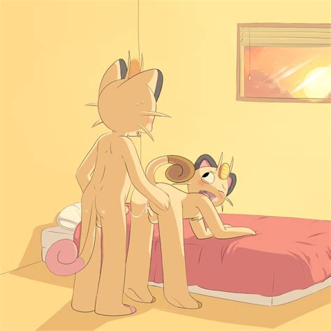 Rule 34 After Sex Anthro Bent Over Blush Color Cum Day Fur Furry Indoors Male Male Only Meowth