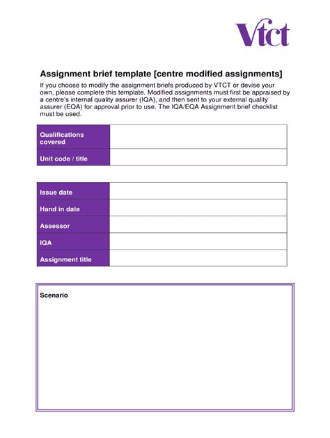 Fillable Online Assignment Brief Template Centre Modified Assignments Fax Email Print Pdffiller