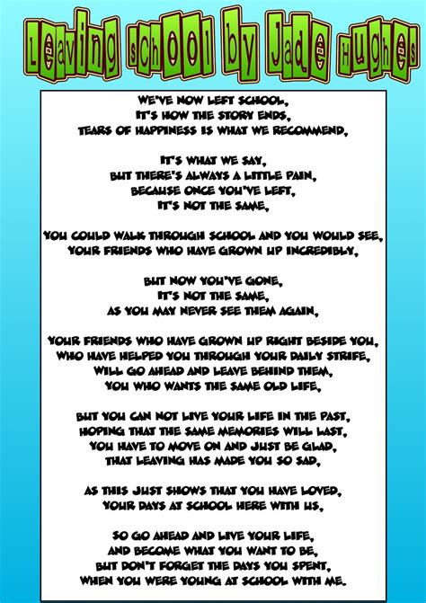 A Lovely Poem For Your Leavers Assembly