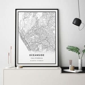 Oceanside Map Print Minimalistic Wall Art Poster City Maps Etsy
