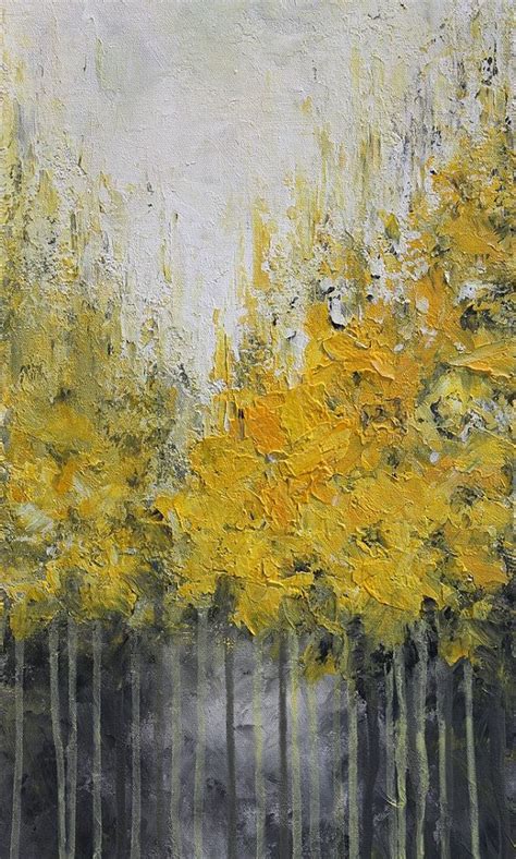 Yellow Abstract Acrylic Painting Done With Palette Knife