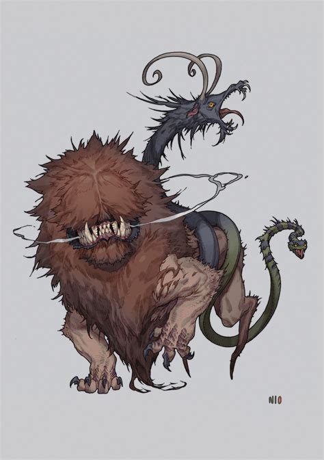 Artstation Hairy Chimera Ni O Fantasy Creatures Art Alien Creatures