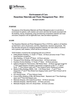 Fillable Online Hazardous Materials And Waste Management Plan 2014