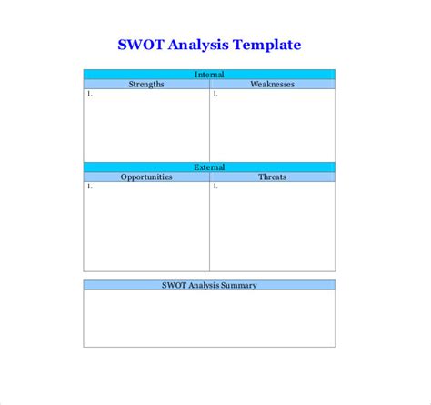 swot analysis templates  sample