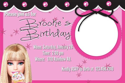 barbie party invitation template