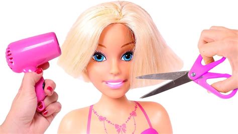 Barbie Hairstyles ️ Giving Barbie Styling Head Brand New Bob Haircut Beauty Salon Youtube