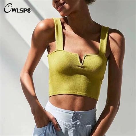 Cwlsp 5 Color 2018 Summer Solid Tight Bustier Women Crop Top Skinny