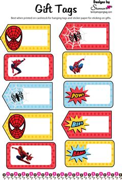 spider man gift tags spiderman gift tags