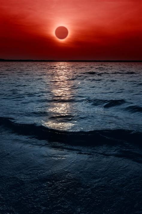 Red Sunset Over The Sea 1 Stock Photo Image Of Abstract 91460680