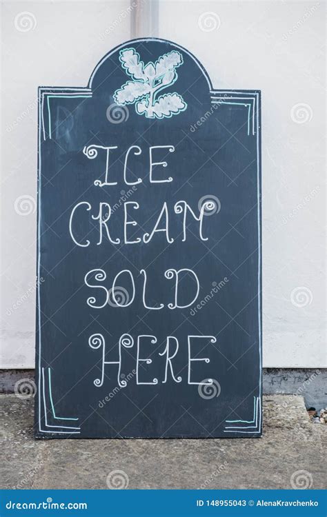 Black Ice Cream Sold Here Chalkboard Sign Stock Image Image Of