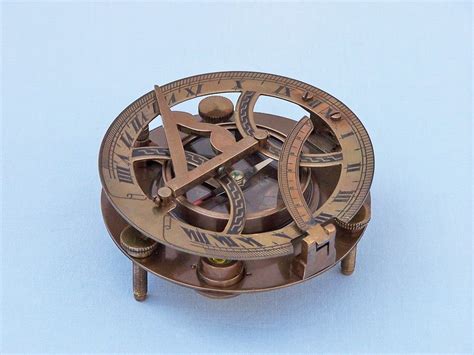 wholesale antique brass round sundial compass with rosewood box 6in nautical decor
