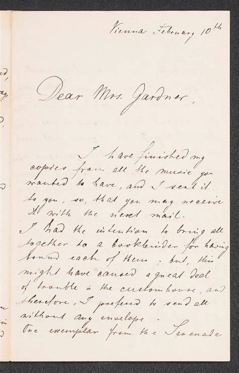 Letter To Isabella Stewart Gardner From Vienna Isabella Stewart