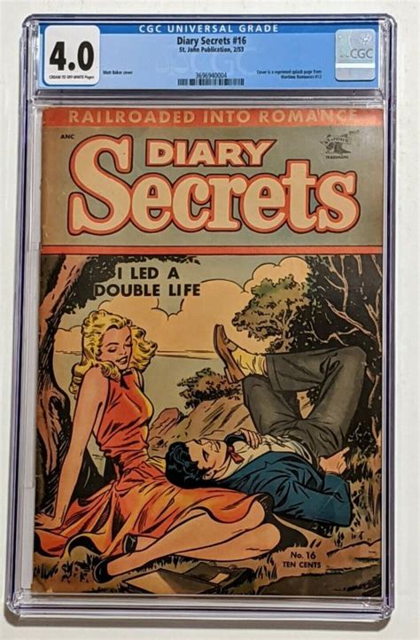 Diary Secrets 16 Feb 1953 St John Cgc 40 Matt Baker Cover Comic
