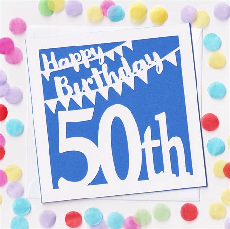 50th Birthday Card Papercut 50th Birthday Card 50th Etsy