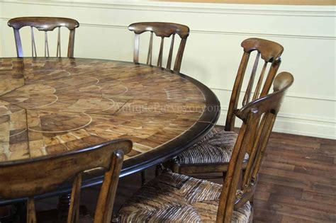Large Round Walnut Dining Room Table With Leaves Seats 6