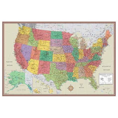 24x36 United States Usa Contemporary Elite Wall Map Laminated