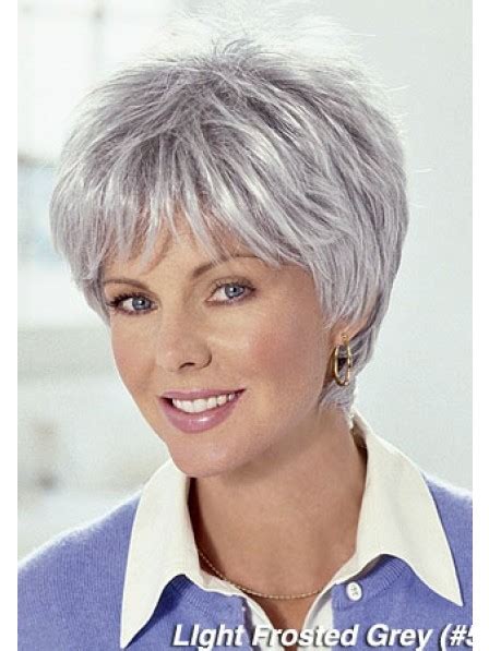 The problem of lack of time for makeup and beautiful styling is familiar to many modern women. Short Curly Grey Hair Wigs With Bangs