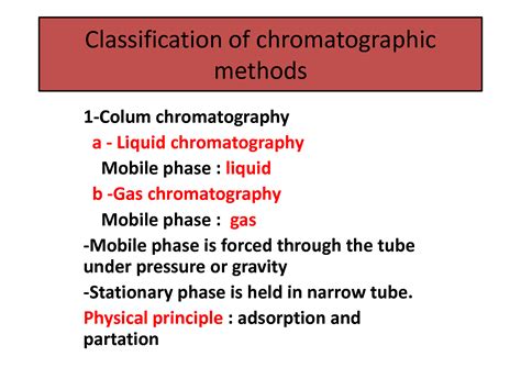 Solution Classification Of Chromatographic Methods Studypool