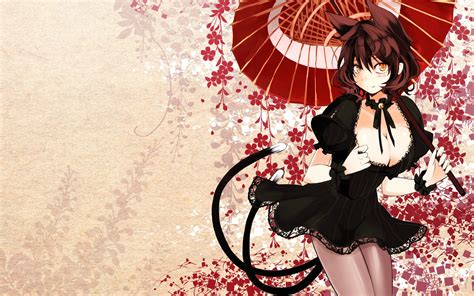 Girl Cat Under The Umbrella Anime Wallpapers And Images